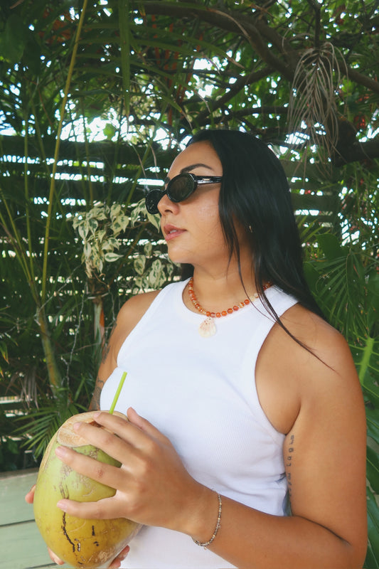 Carnelian Seashell Necklace