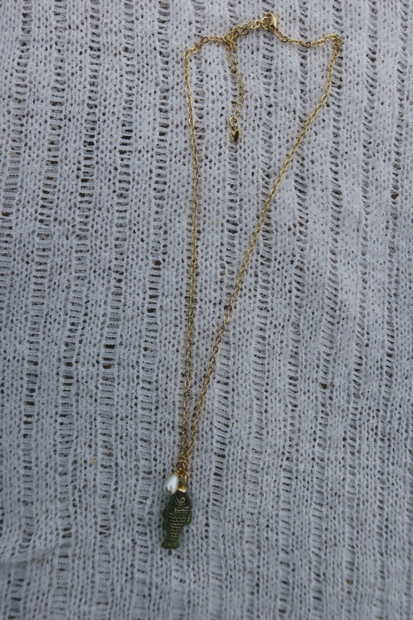 Green Fish Charm Necklace
