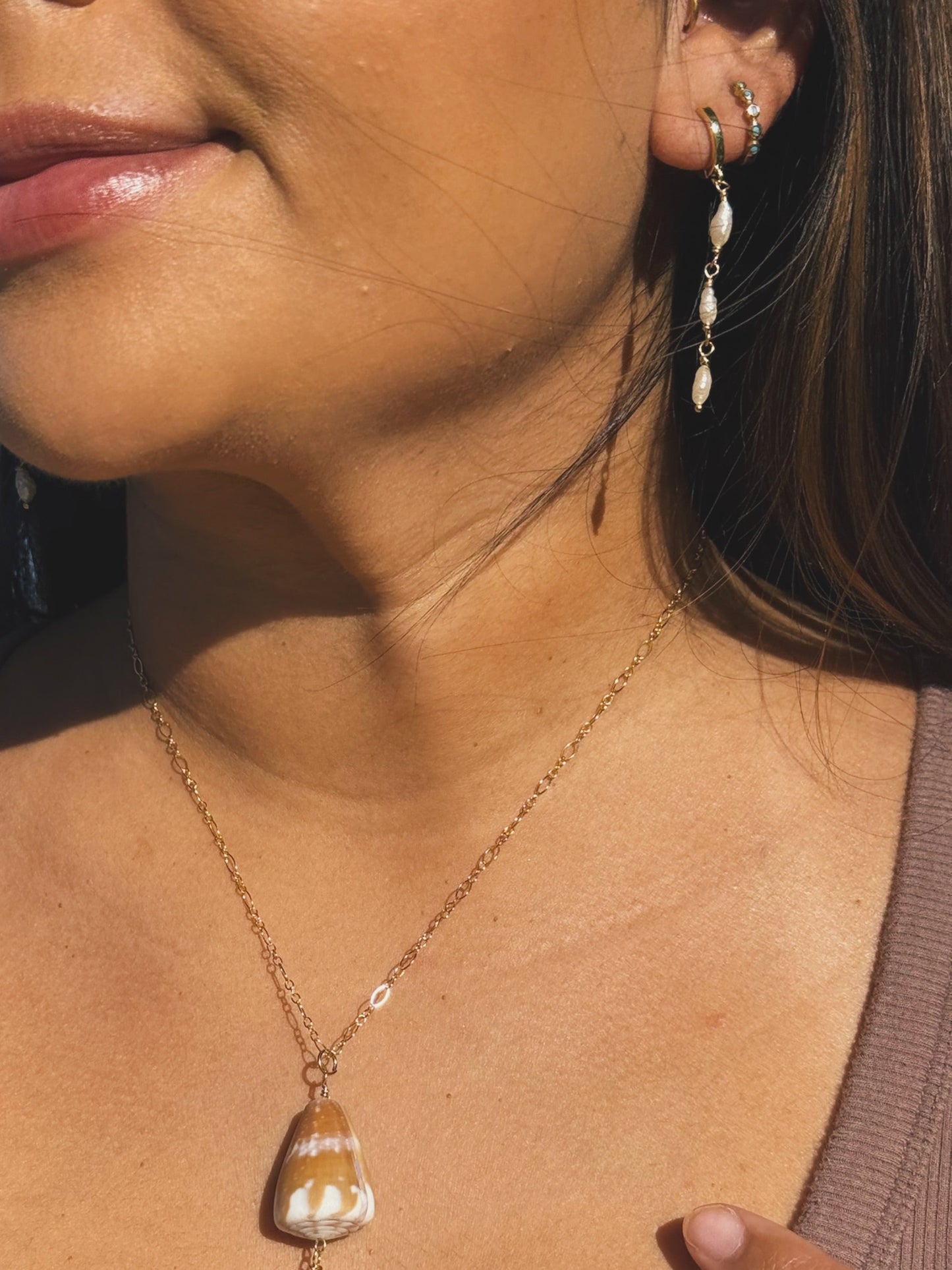 White Pearl Hoops