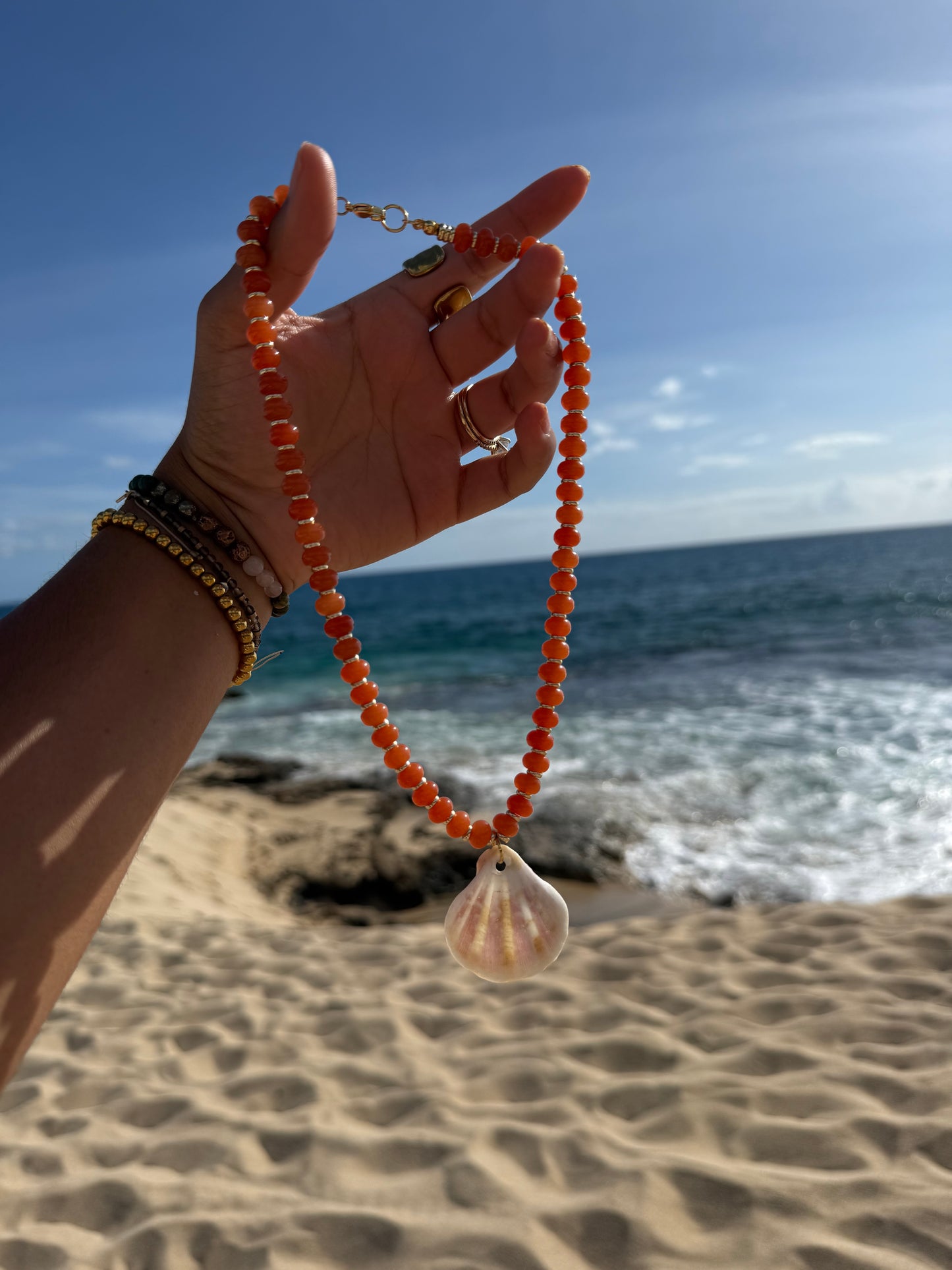 Solid Orange Shell Pendant