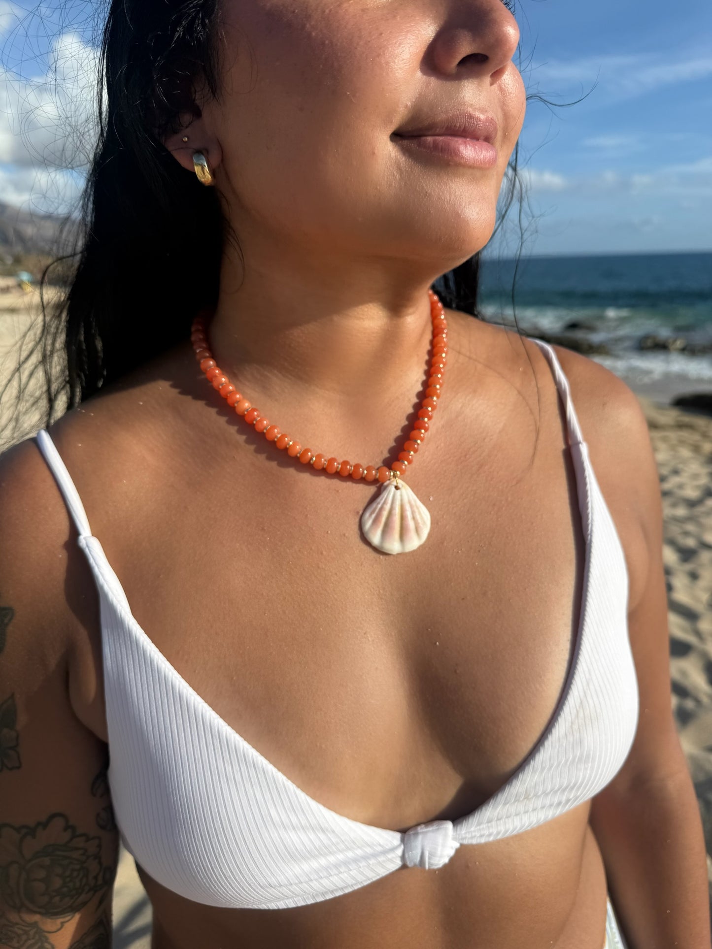 Solid Orange Shell Pendant